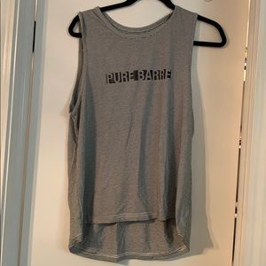 Striped pure barre high low tank